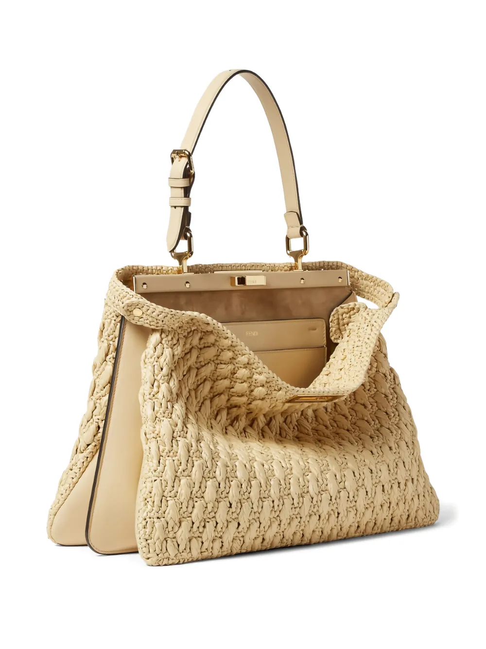 FENDI Peekaboo shopper met geweven patroon Beige