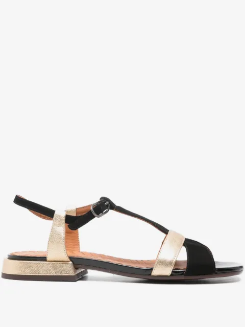 Chie Mihara T-strap metallic-effect flat sandals