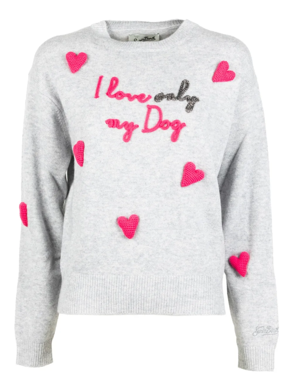 Mc2 Saint Barth Louise Heart-embroidered Sweater In Gray