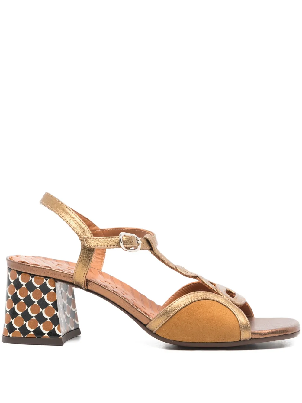 Chie Mihara Letouche T-strap patterned sandals Beige