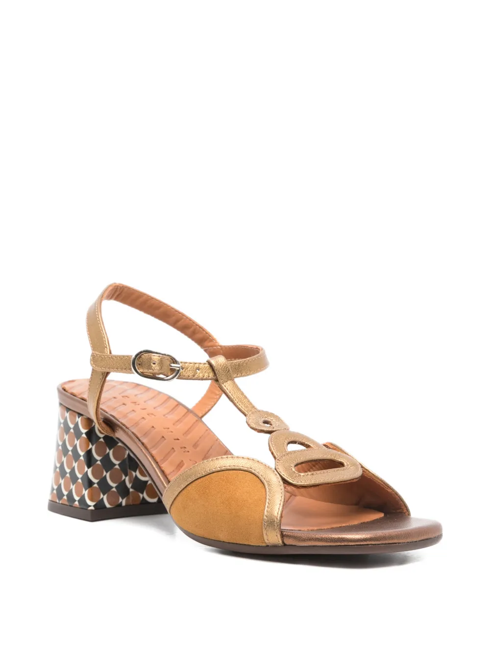 Chie Mihara Letouche T-strap patterned sandals Beige