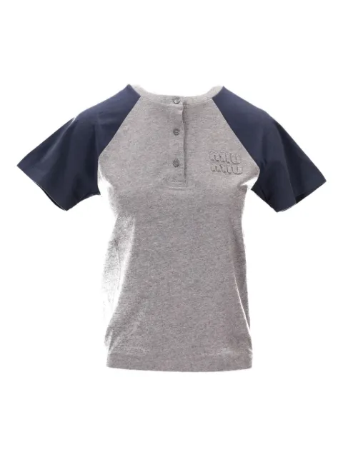 Miu Miu raglan-sleeve buttoned T-shirt