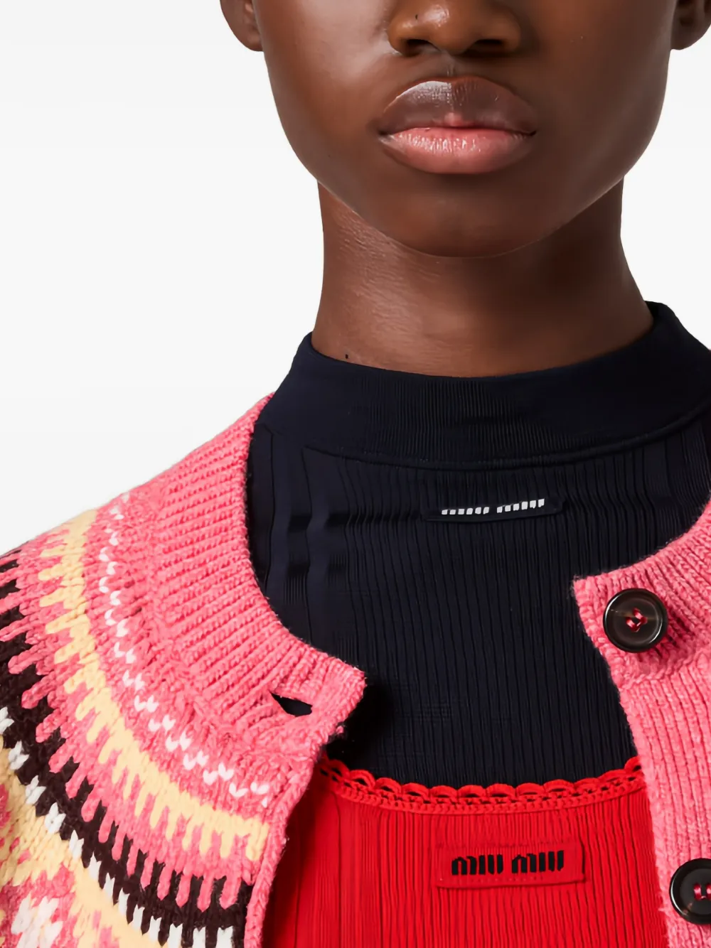 Miu Vest met jacquard Roze