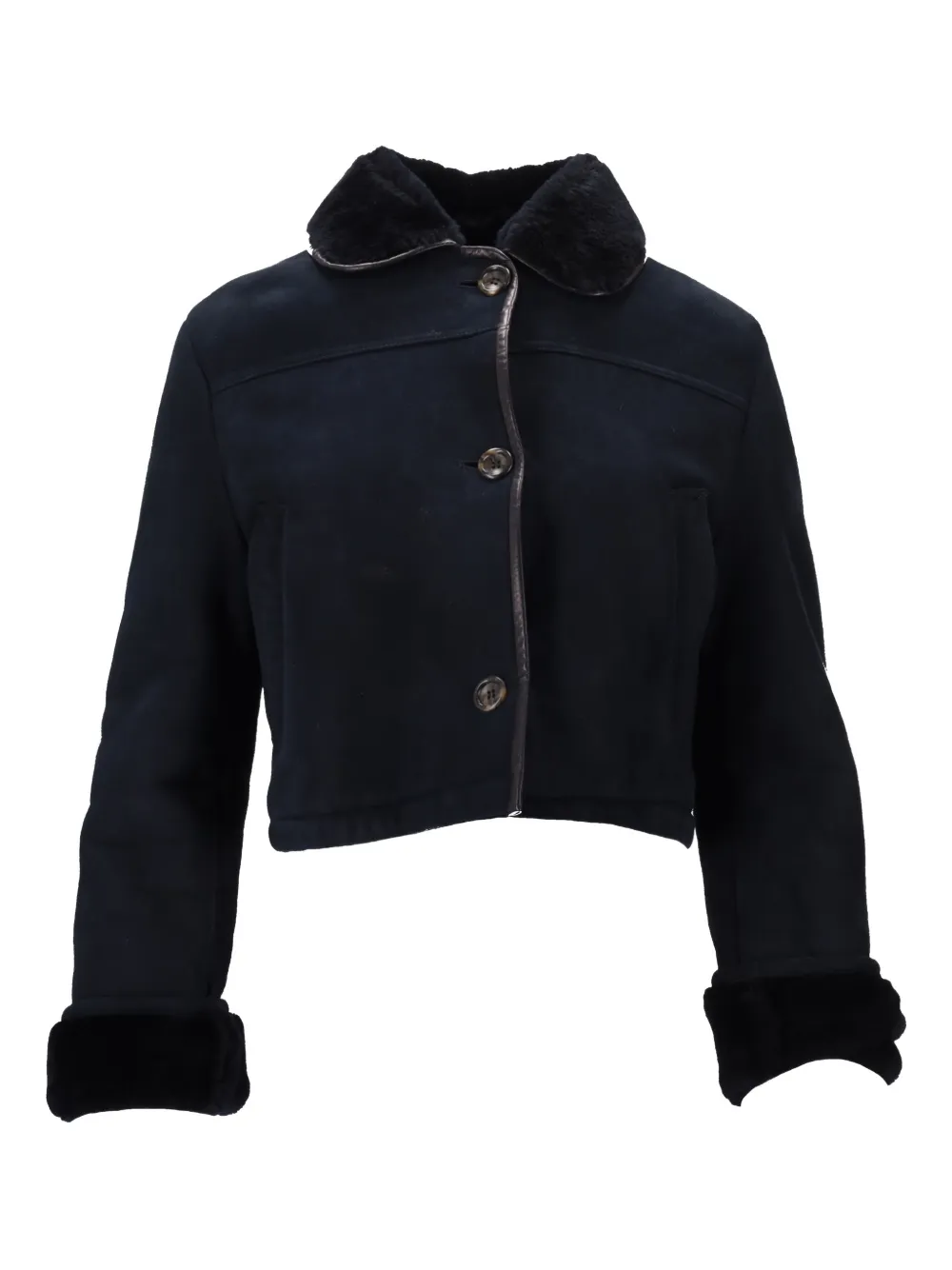 La-Rose long-sleeve leather jacket - Blu