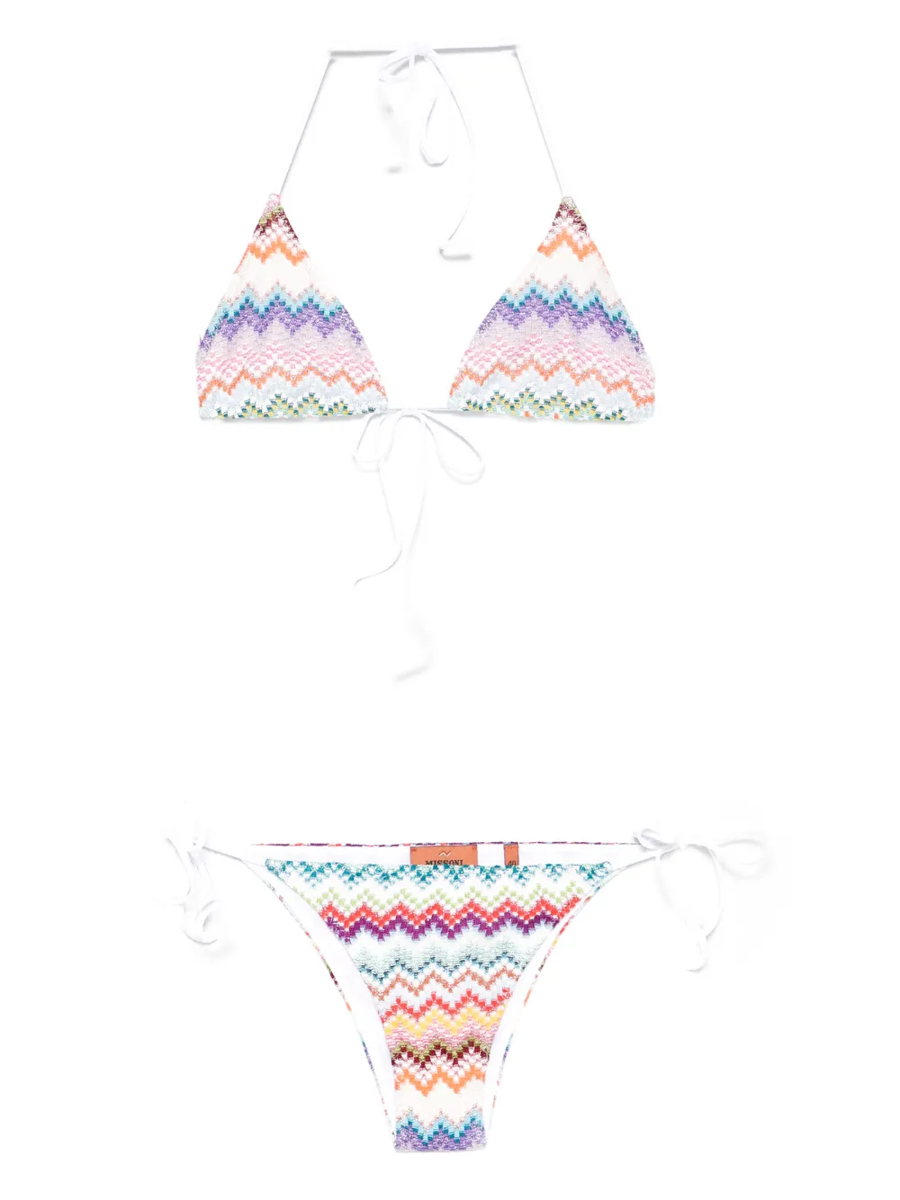 Missoni chevron-pattern tie bikini - Bianco