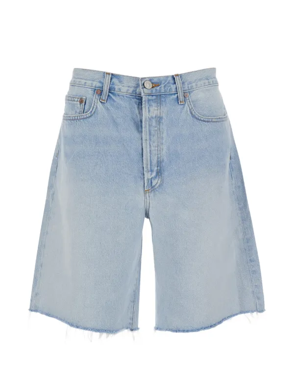Agolde Frayed Denim Shorts in Blue