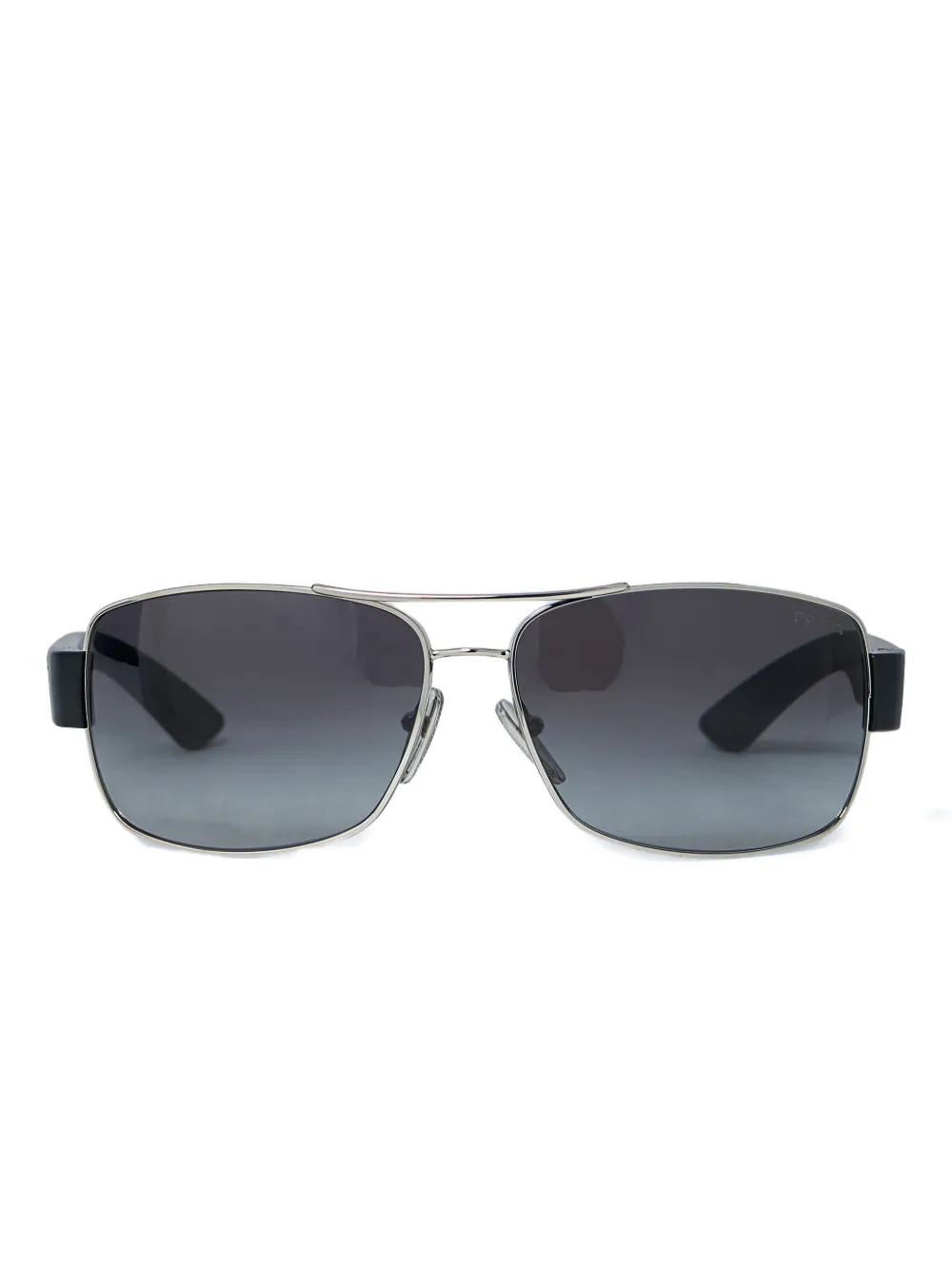 Prada Linea Rossa logo hinges square sunglasses | Silver | Image 1