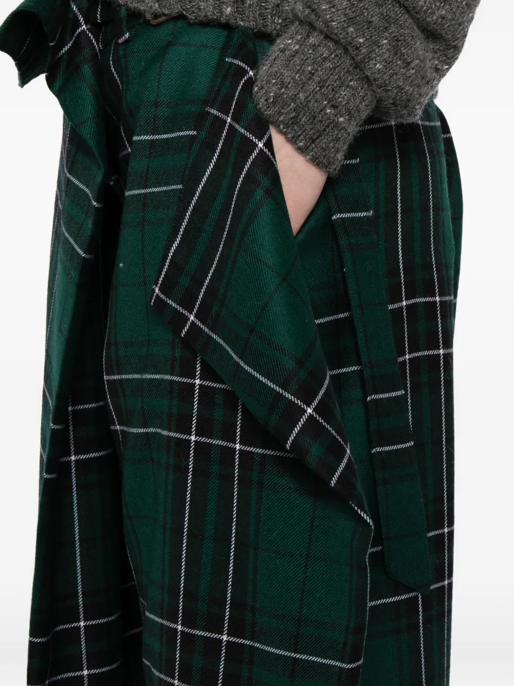JW Anderson Fold-over Tartan Trousers in Green, view 5