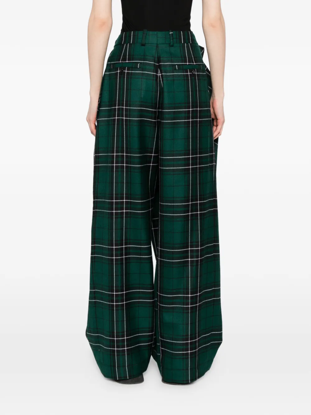 JW Anderson Fold-over Tartan Trousers in Green, view 4