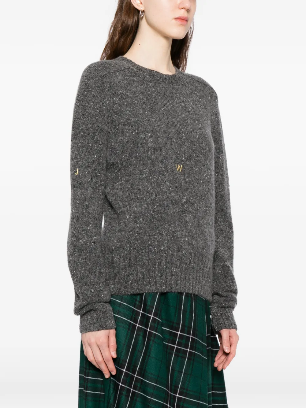  Jw Anderson Embroidered Crew-neck Jumper - Grey 