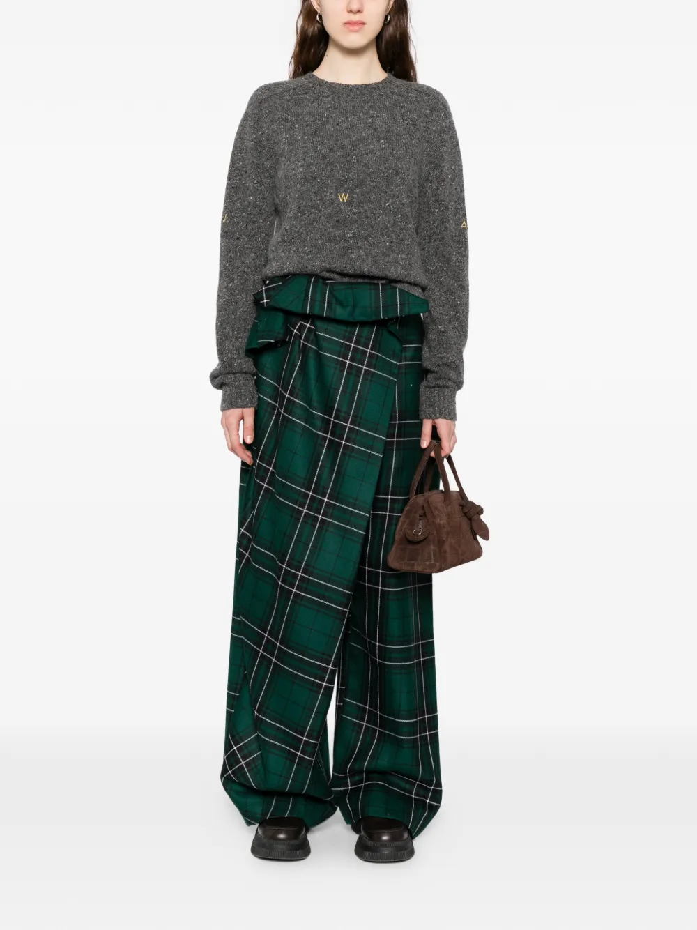  Jw Anderson Embroidered Crew-neck Jumper - Grey 
