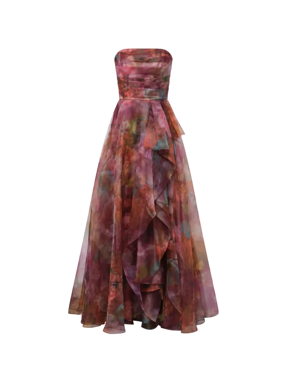 Theia Floria strapless ruffled maxi dress - Rosso