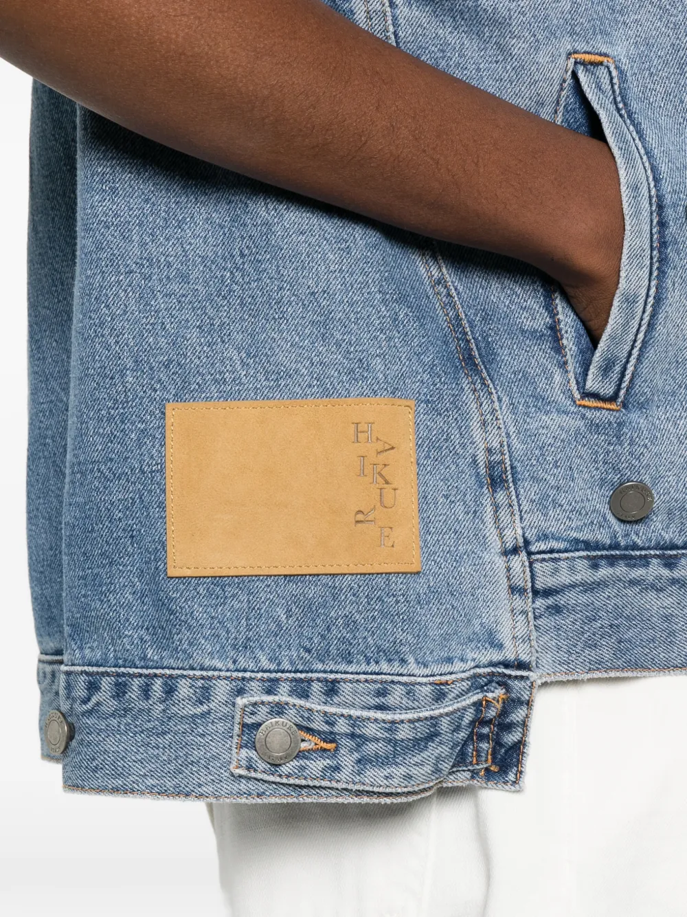 Haikure Button Denim Gilet In Blue