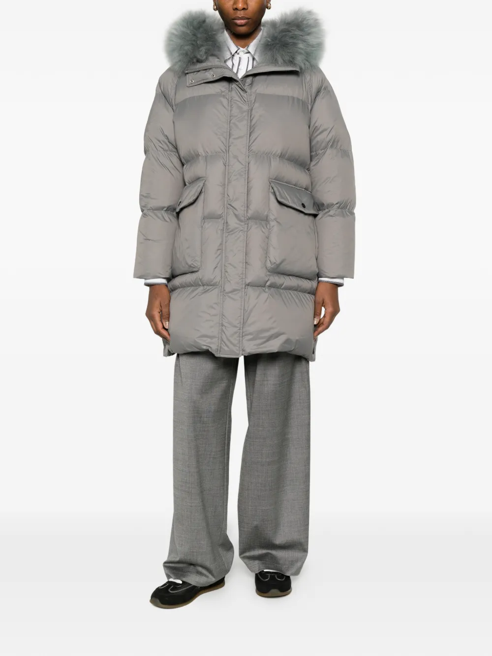 Shearling Trimmed Down Coat