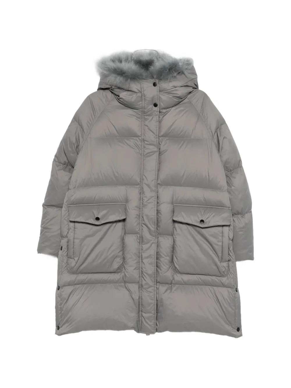 Yves Salomon shearling trimmed down coat - Grigio