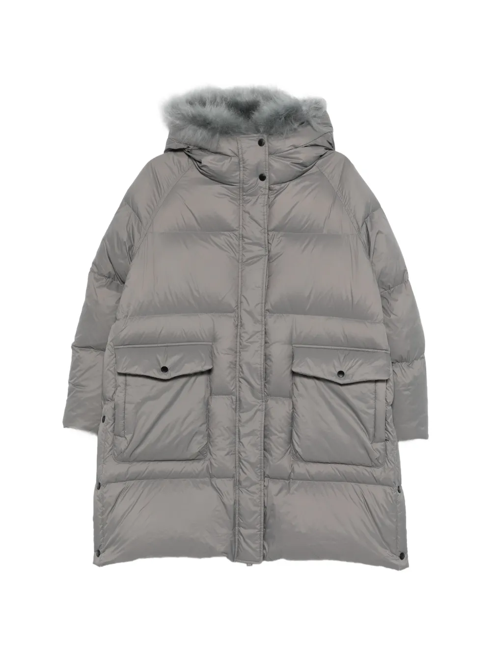 Yves Salomon shearling trimmed down coat - Grigio