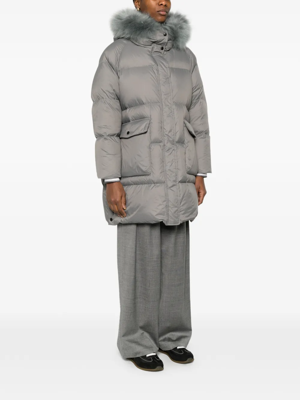 Shearling Trimmed Down Coat