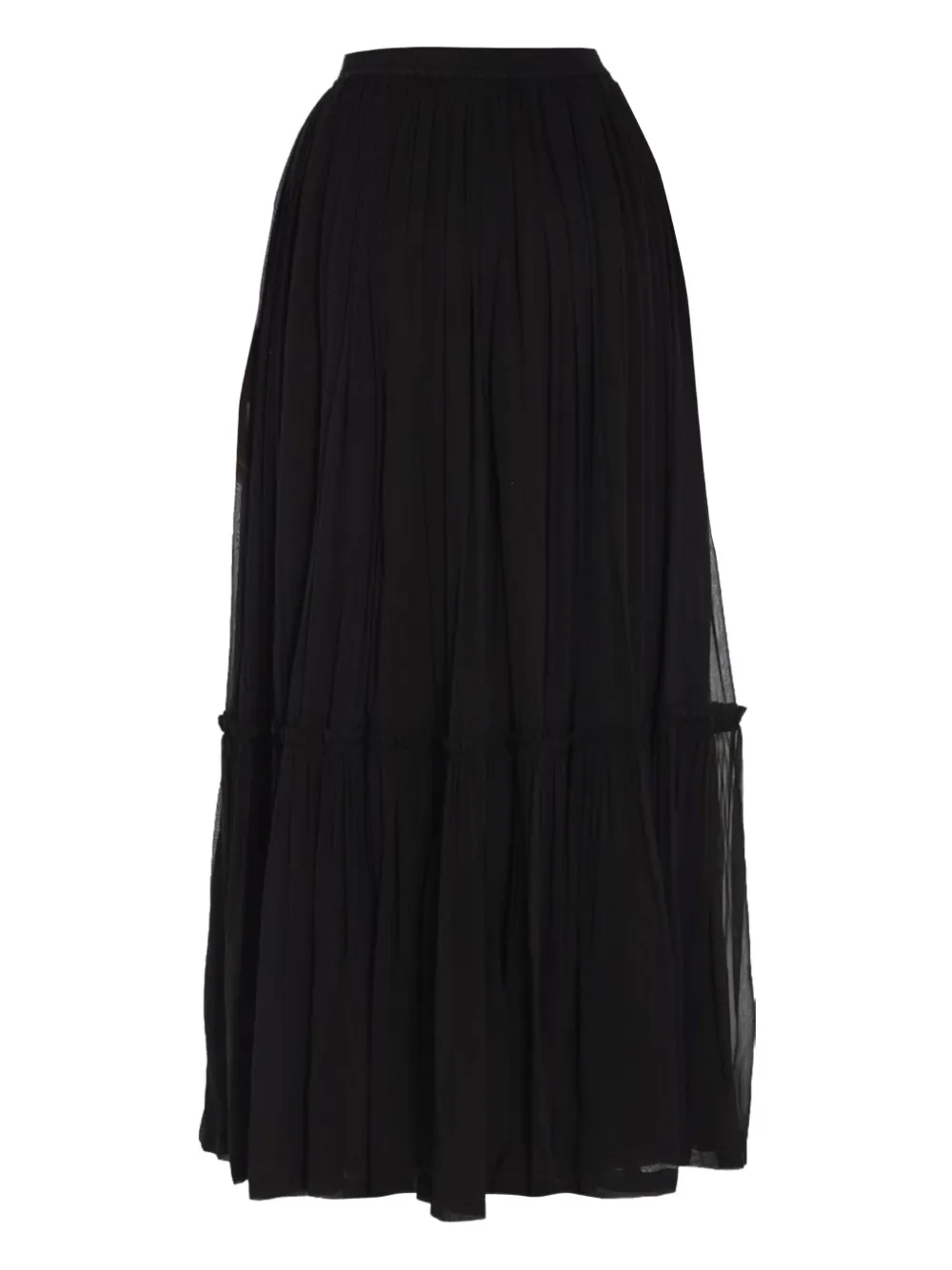 Saint Laurent Ruffled Midi Skirt In Black