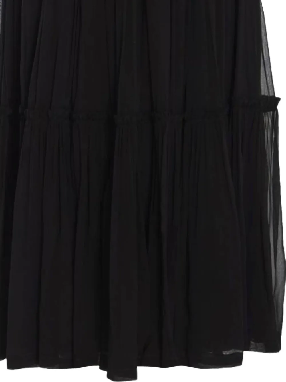 Saint Laurent Ruffled Midi Skirt In Black