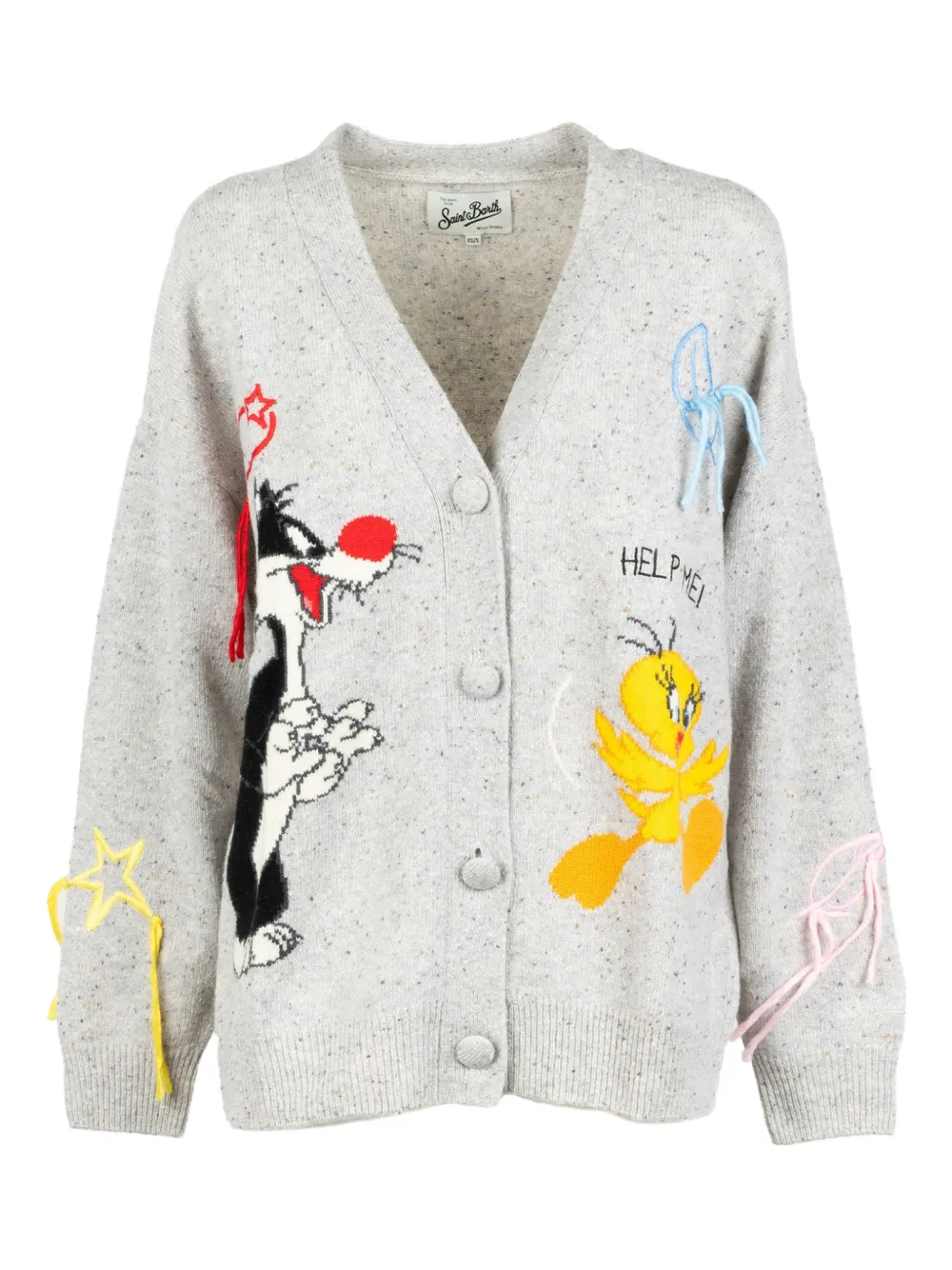 Mc2 Saint Barth X Warner Bros. Sasi Jacquard Cardigan In Gray