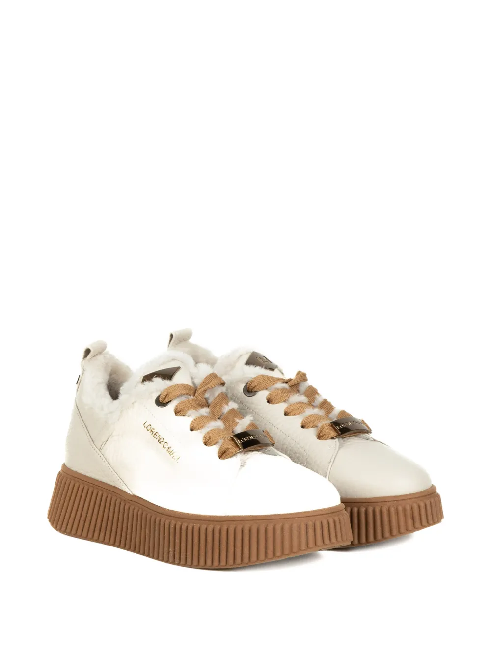 Lorenzo Mari Sally 30 Shearling-trim Sneakers In White