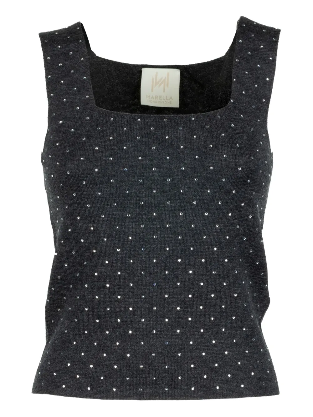 Marella embellished square-neck top - Grigio