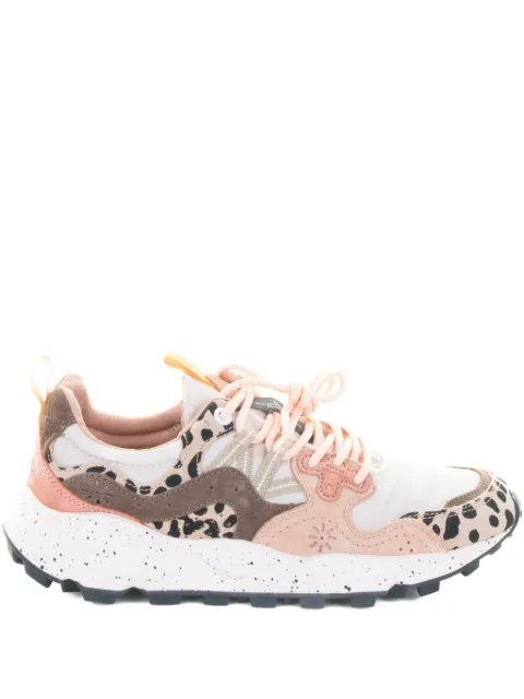 Flower Yamano 3 leopard-panel sneakers