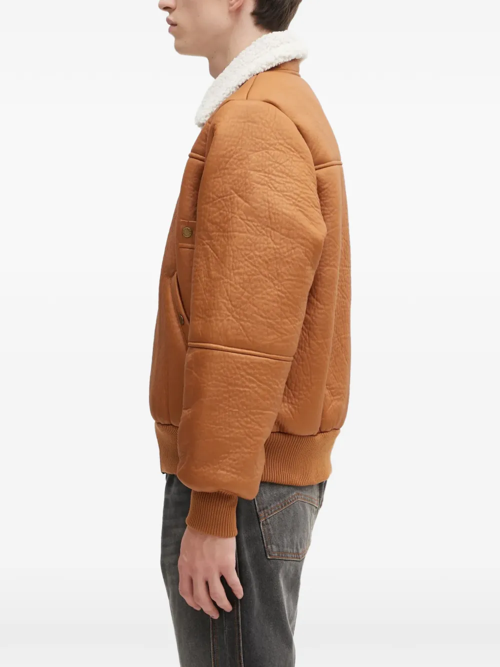  Alpha Industries Veste Zippée à Col En Peau Lainée - Marron 