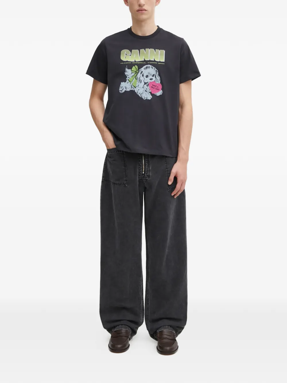 Aries zip-fastening jeans - Zwart