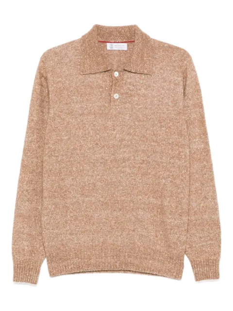 Brunello Cucinelli mélange-effect polo sweater