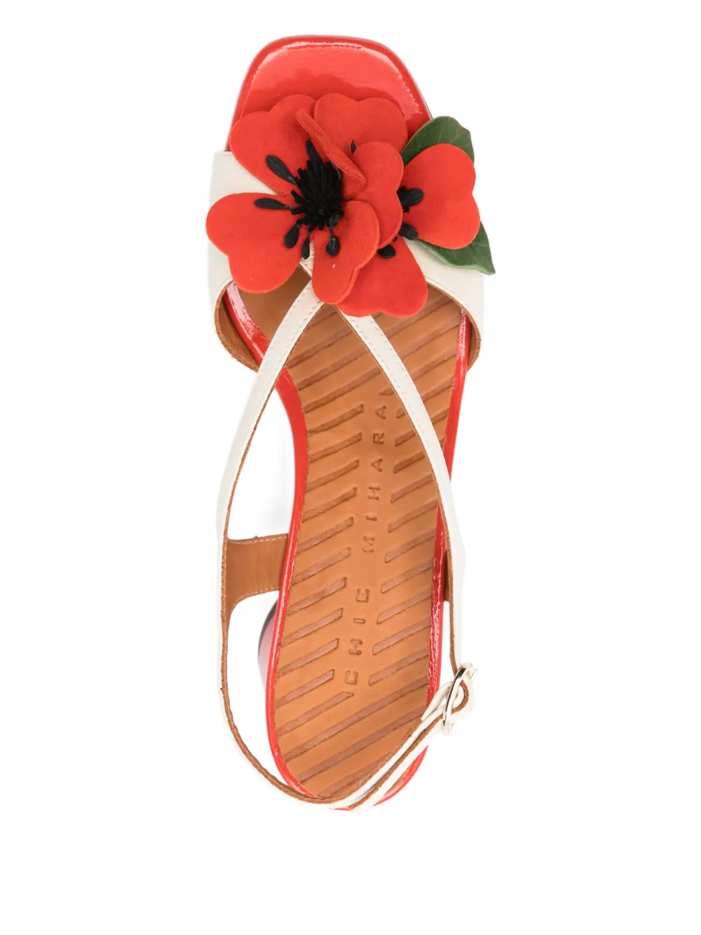 Chie Mihara flower heeled sandals Beige