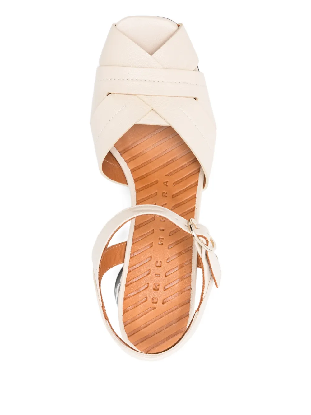 Chie Mihara criss-cross block-heel sandals Beige