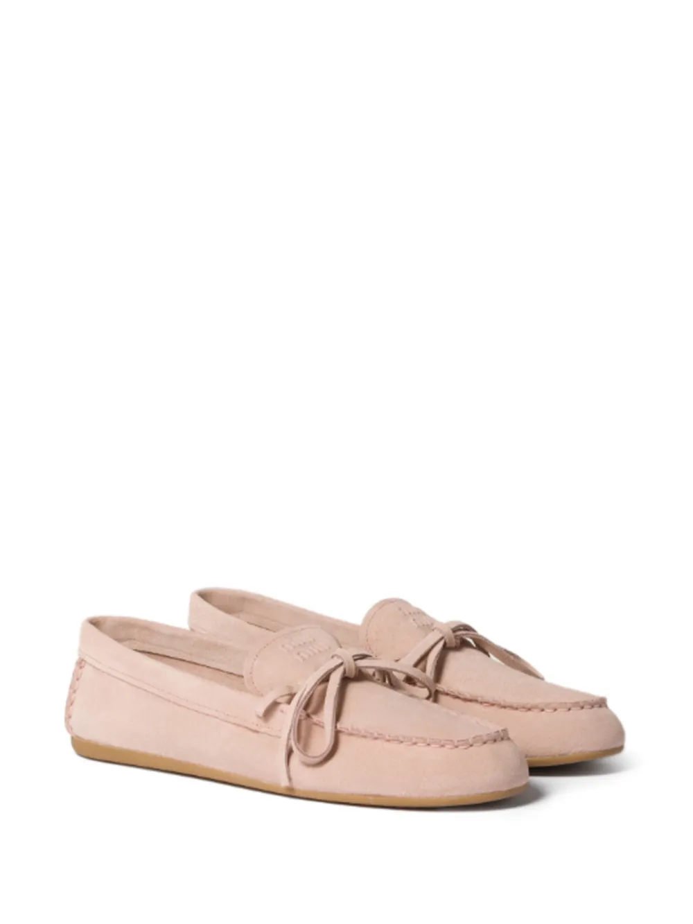 Miu Leren loafers Roze
