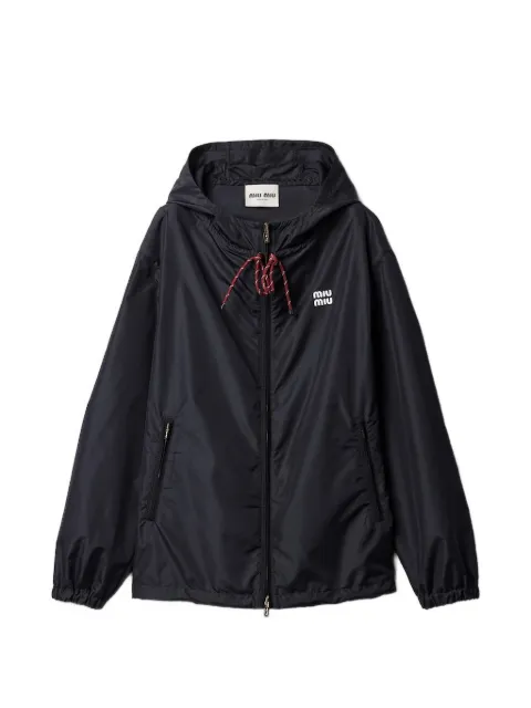 Miu Miu drawstring-hood zip-up jacket