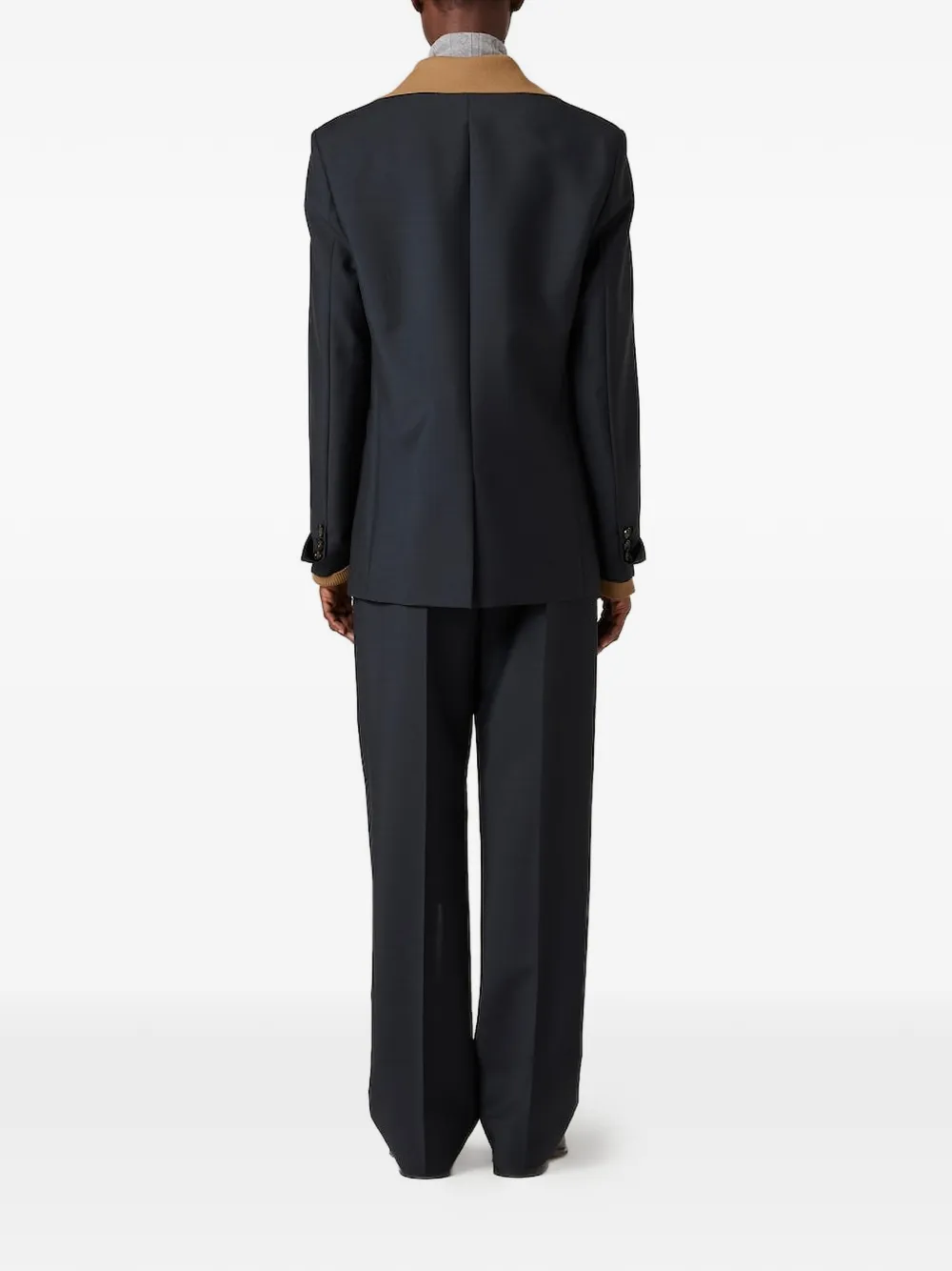 Miu Blazer met enkele rij knopen en contrasterende kraag Zwart