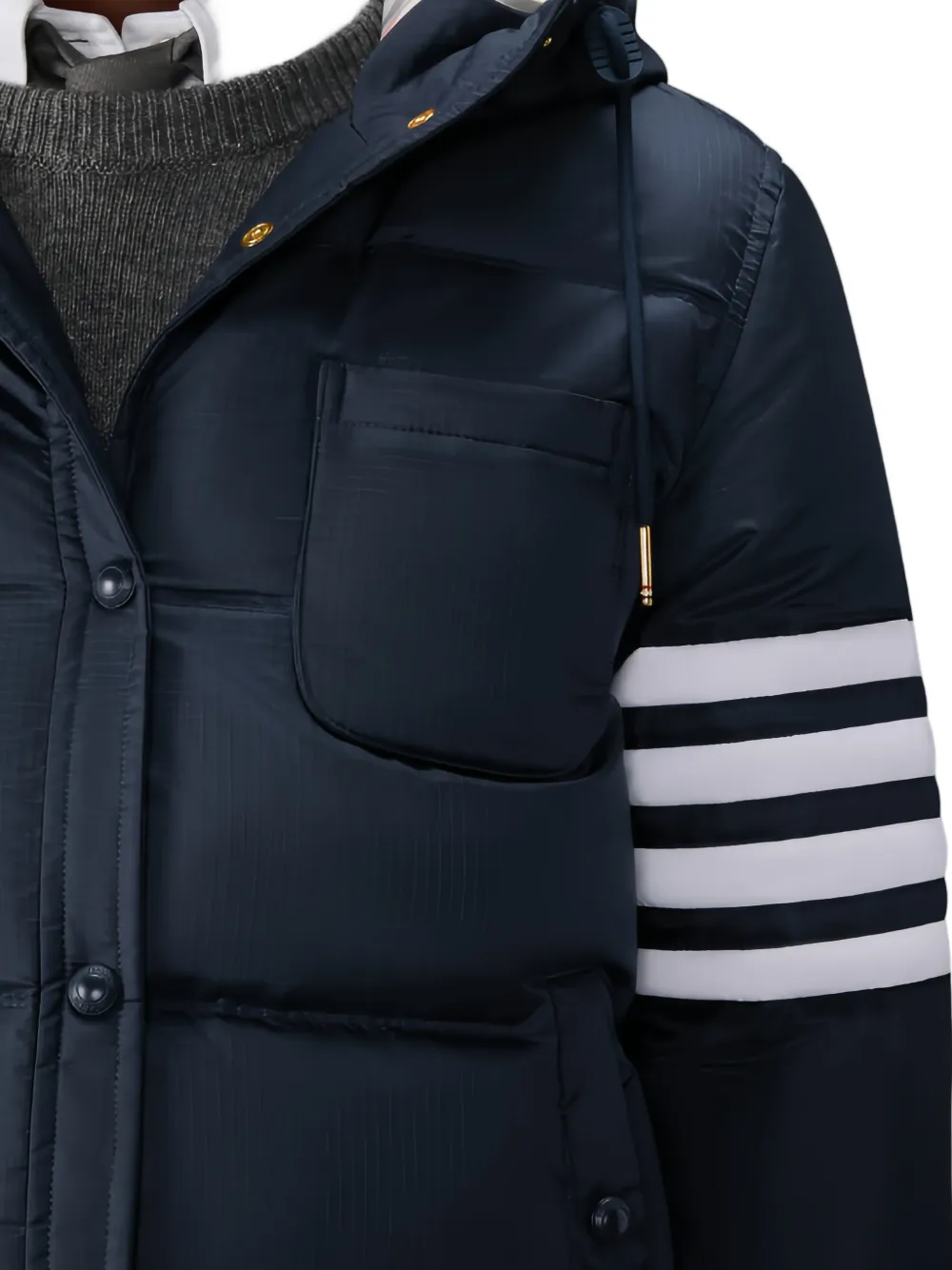Thom Browne Donsjack met capuchon Blauw