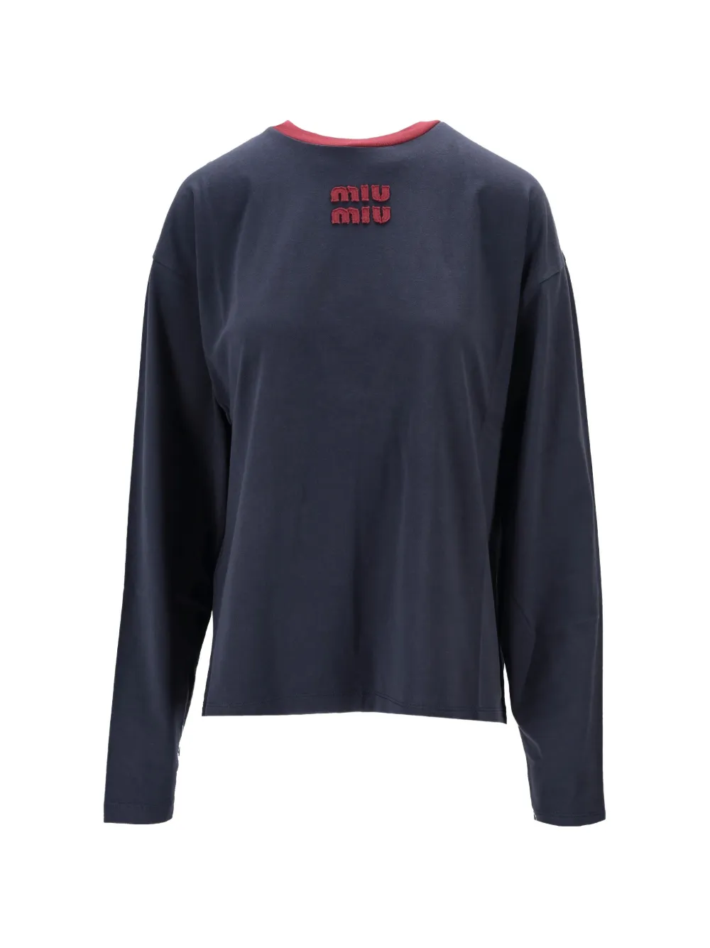 Miu Miu logo jersey long-sleeved T-shirt - Blau