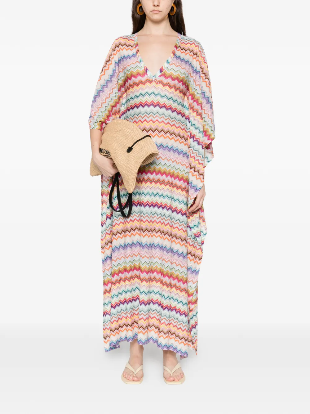 Missoni chevron V-neck maxi dress - Beige