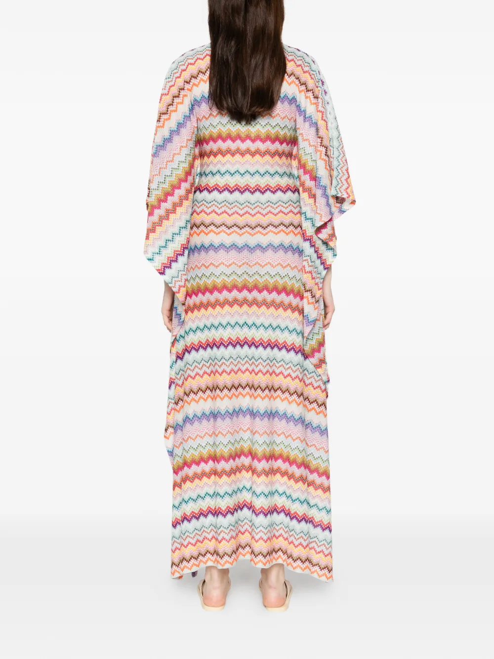 Missoni Maxi-jurk met V-hals en chevron streep Beige