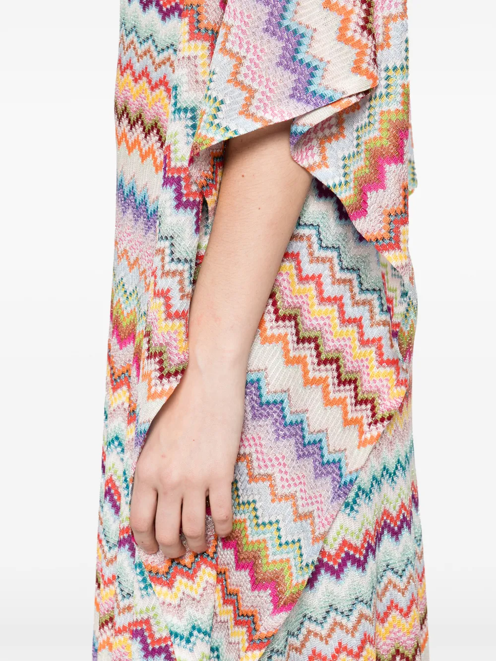 Missoni Maxi-jurk met V-hals en chevron streep Beige