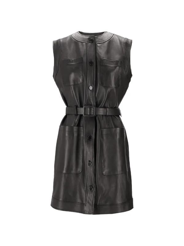 leather belted mini dress Leather Belted Mini Dress S