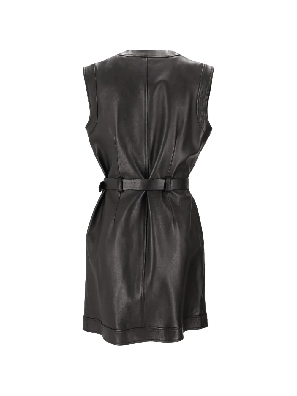 La-Rose Leren mini-jurk met ceintuur Zwart