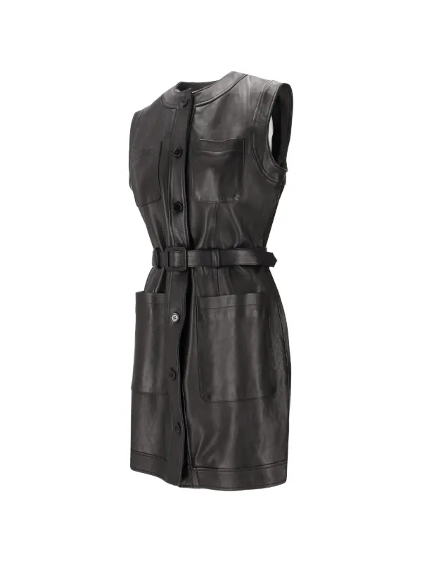 black leather belted dress La-Rose Mini | short wedding dresses