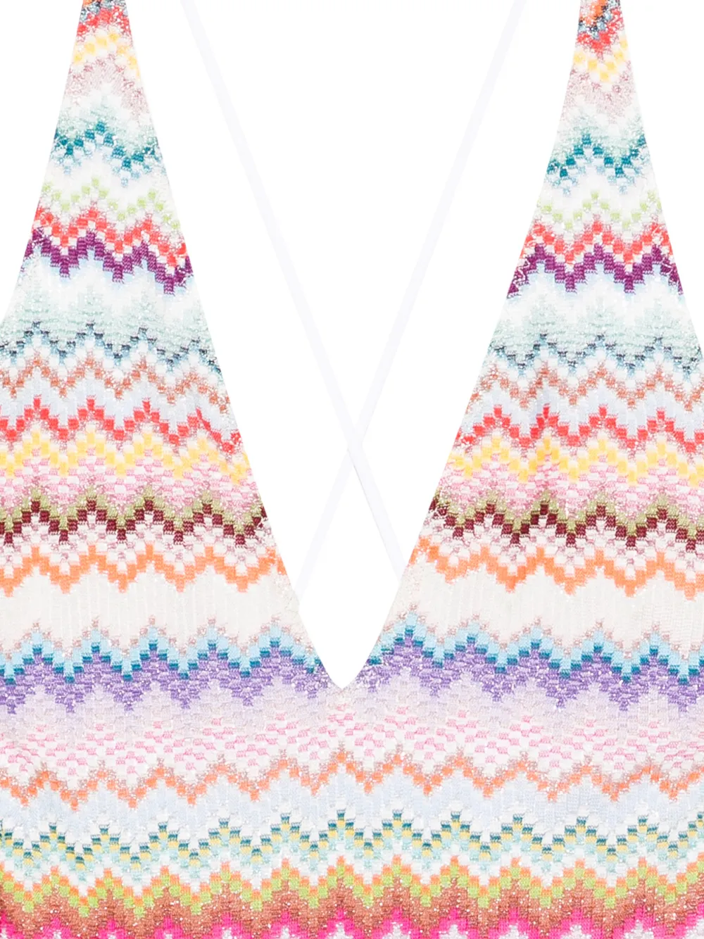  Missoni Zigzag-pattern Cross-back Swimsuit - White 