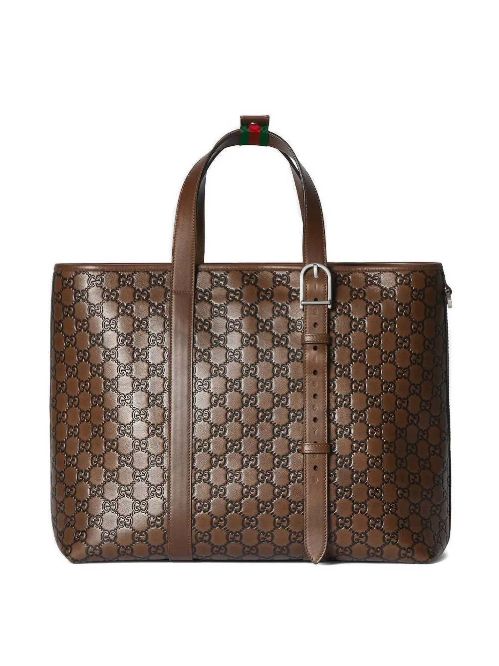 Gucci Grote GG leren shopper met reliëf Bruin