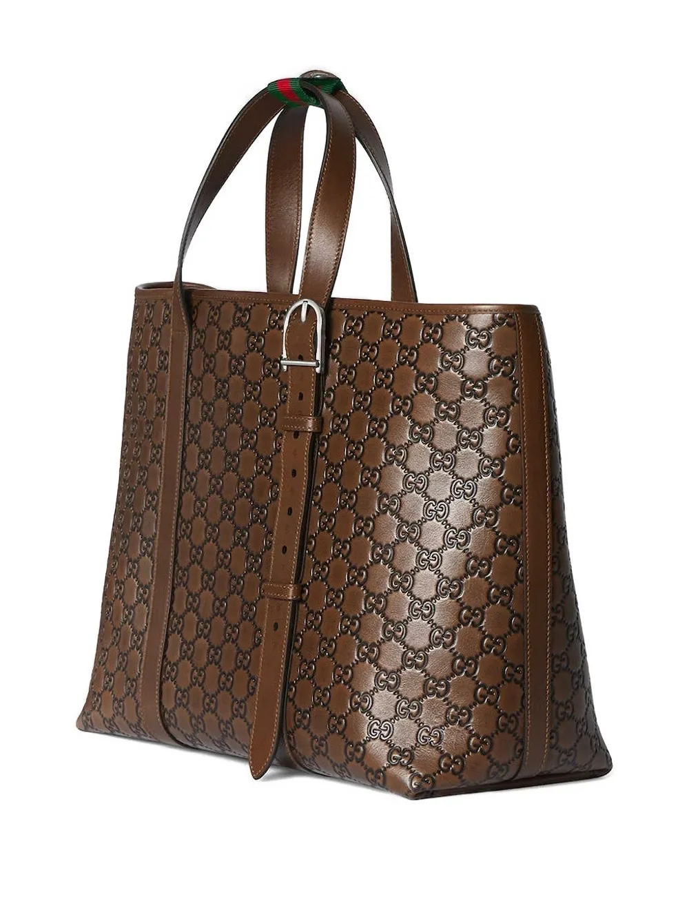 Gucci Grote GG leren shopper met reliëf Bruin