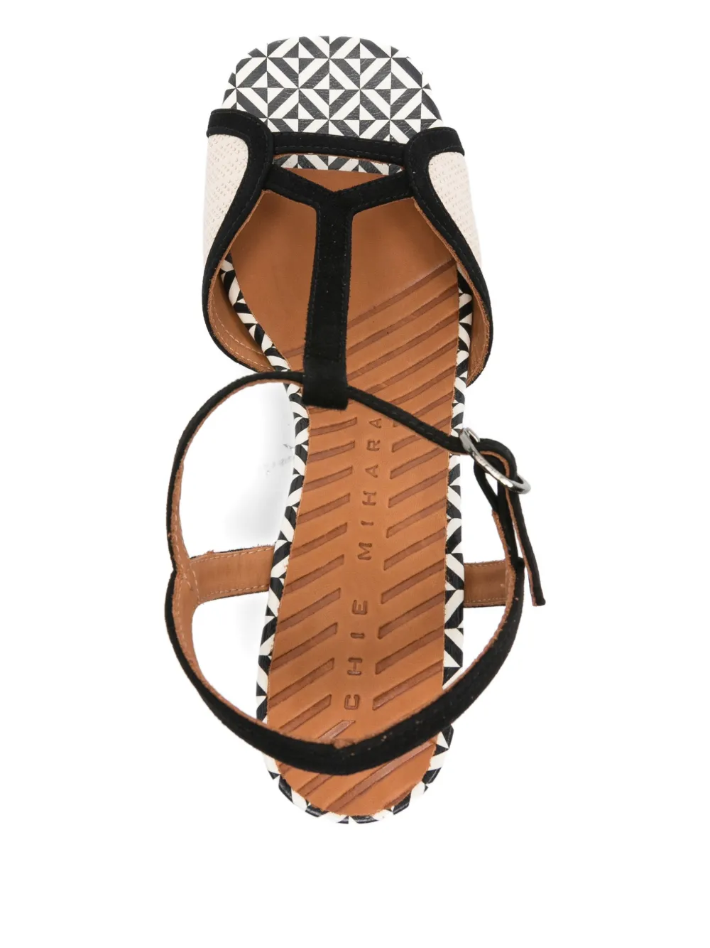 Chie Mihara Lipika T-strap patterned sandals Zwart
