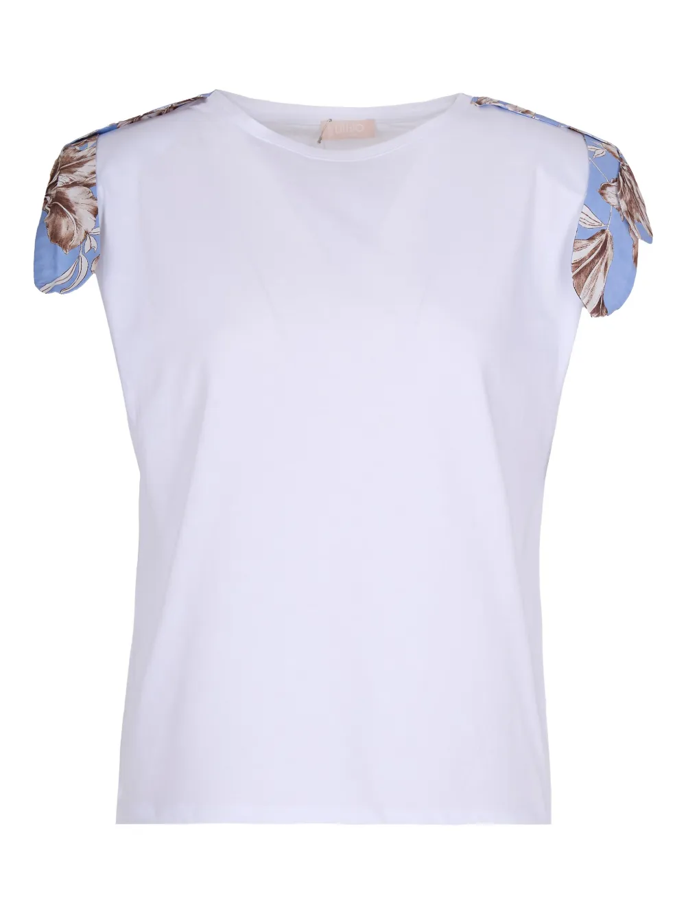 LIU JO floral-sleeve T-shirt - Bianco