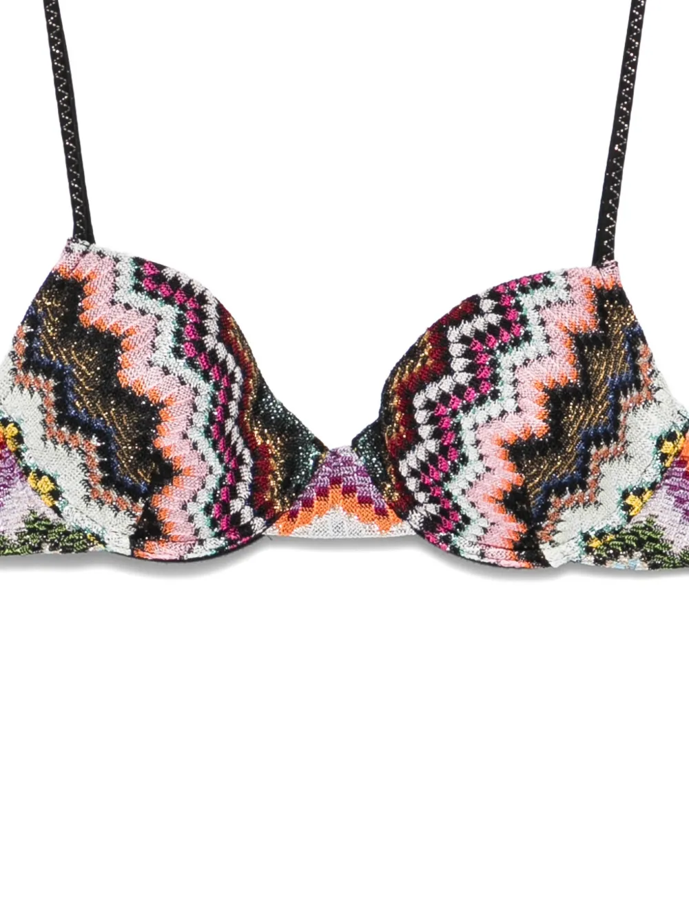 Missoni Lamé viscose bikini met zigzag-patroon met pixel-effect Zwart