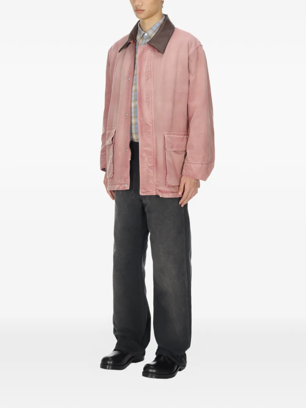 Auralee Contrasting-collar Jacket In Pink